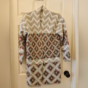 Colorful Patterned Knit Cardigan, S/M, Debut